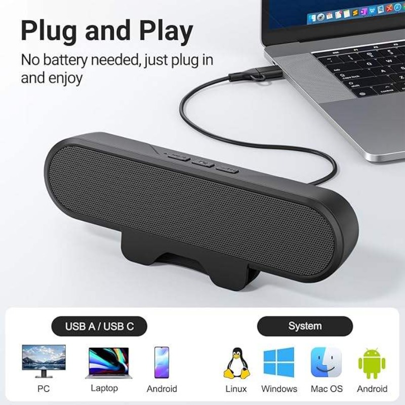 Audio Music Online Mp3 - Barra de sonido USB portátil con