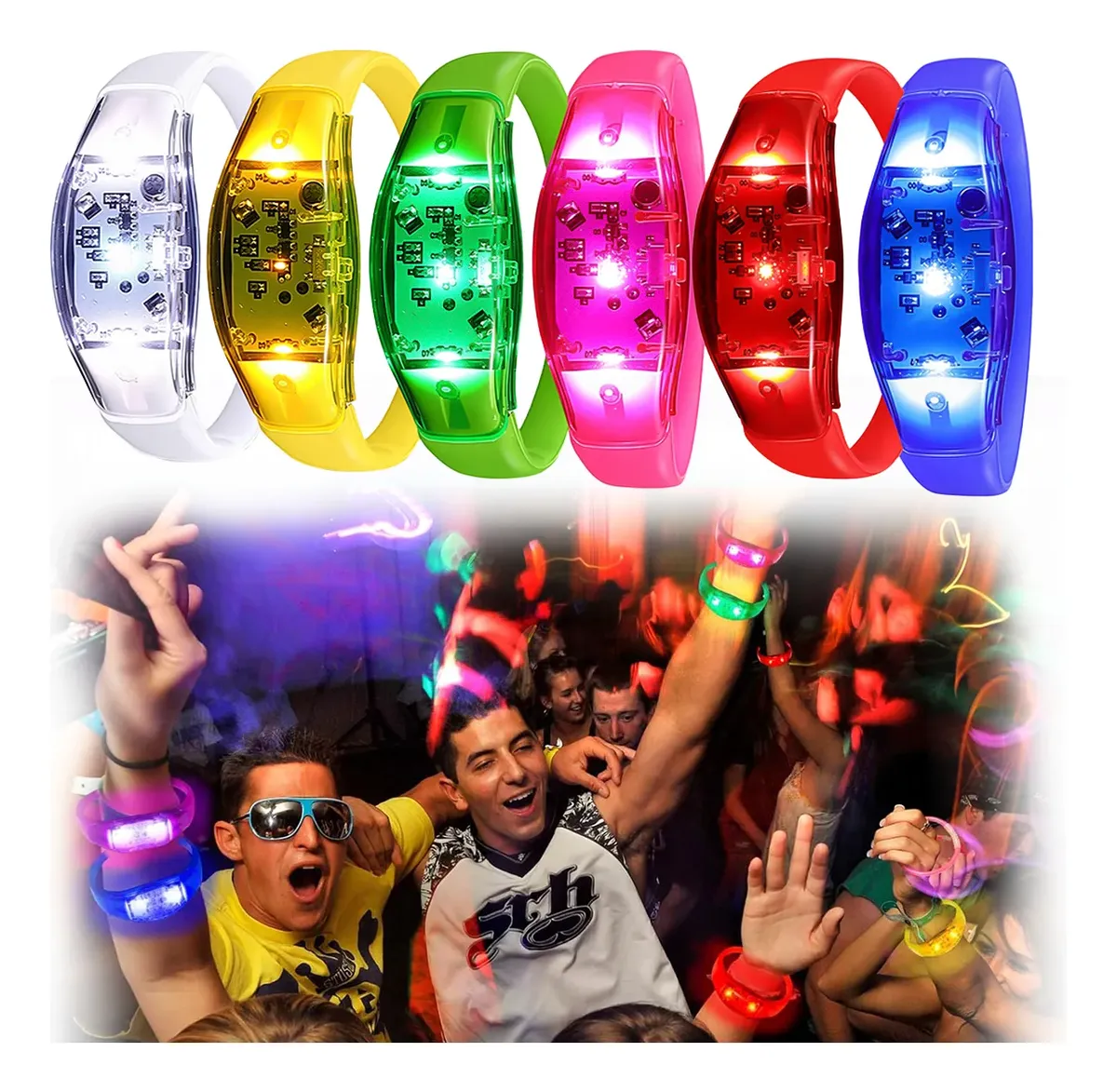 Audio Music Light - 6 Pulseras LED Activadas por Sonido