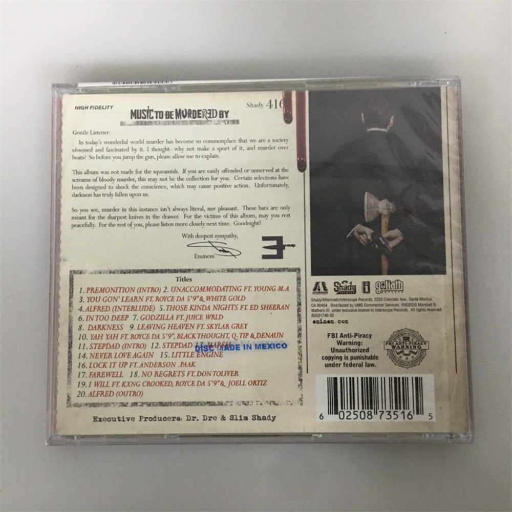 CD 'Music To Be Murdered By' d - Audio Music Hip Hop reseña y precio